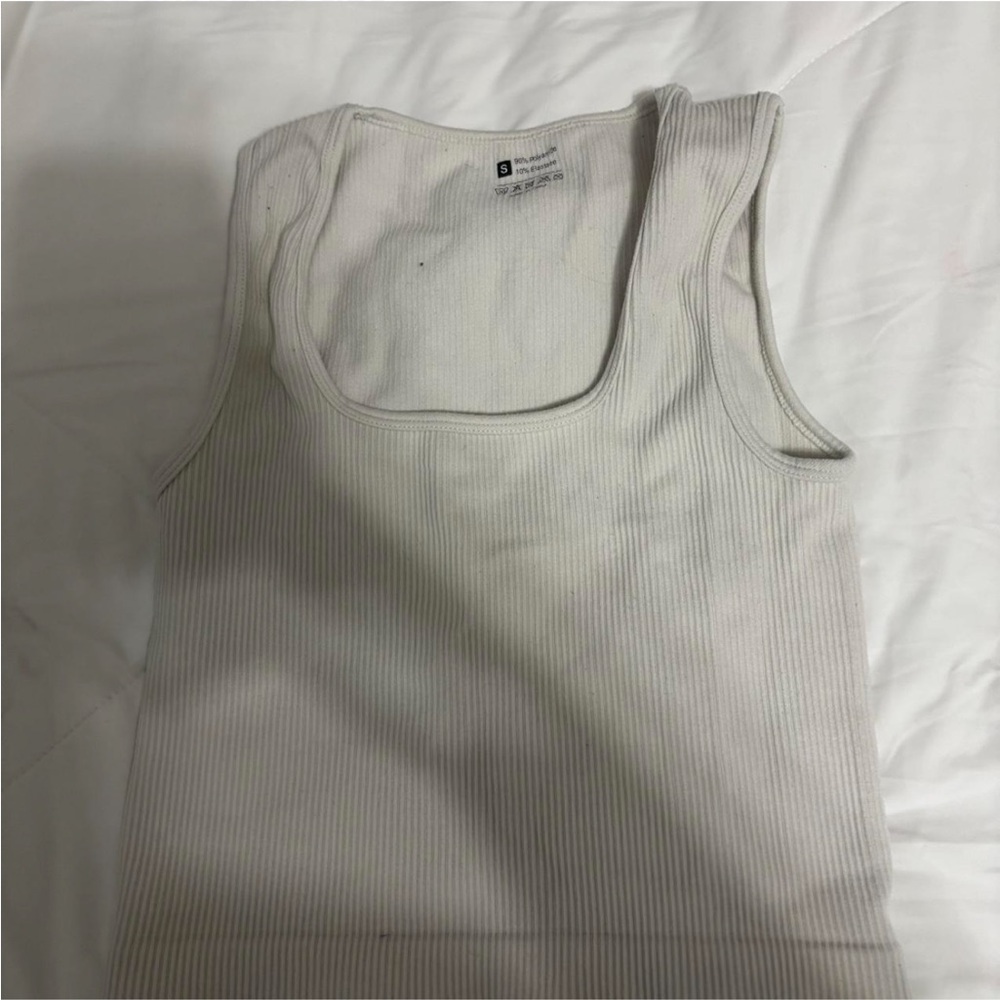 White Ribbed Tank Top